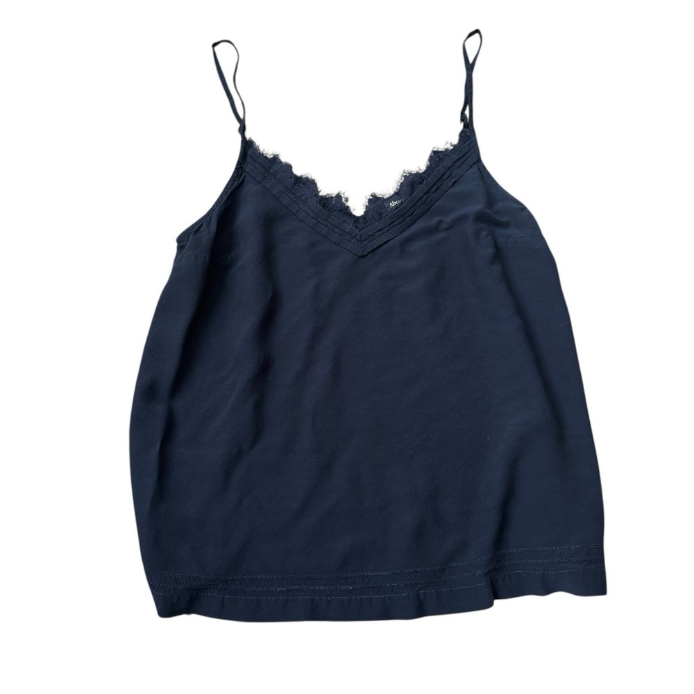 Abercrombie Fitch Lace Trim Tank Top S Blue V-Neck Fairy Grunge Whimsigoth Y2K